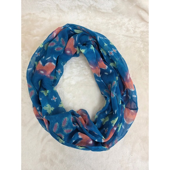 chatties Accessories - Chatties Blue Boho Geometric Print Lightweight Sheer Infinity Loop Scarf